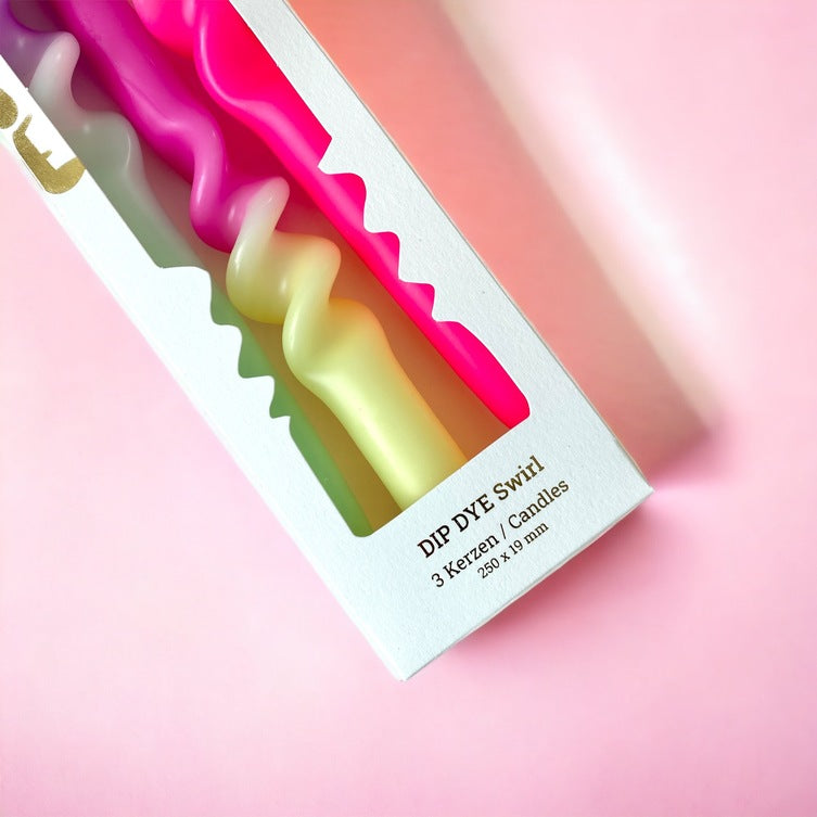 Set de 3 bougies Dip dye Swirl - Yummi dragonfruit