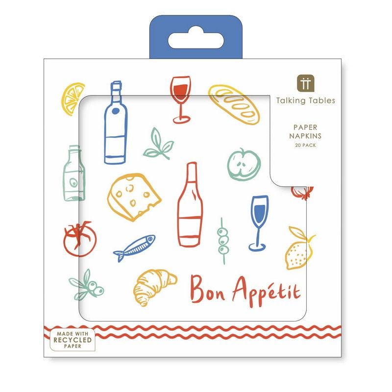 20 serviettes papier 33 x 33 cm - bon appétit