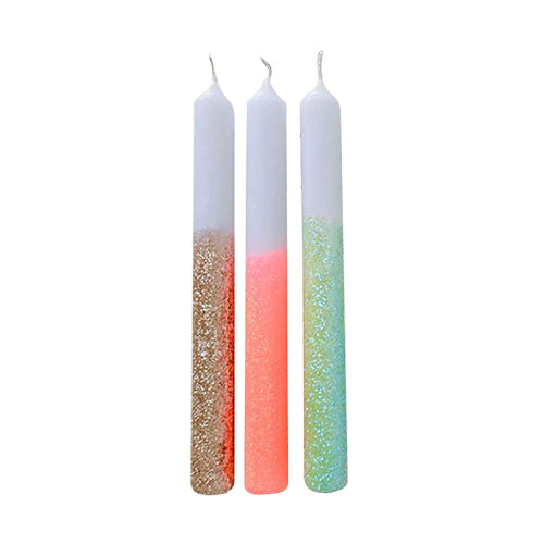 Set de 3 bougies Dip dye Glitter - anniversary