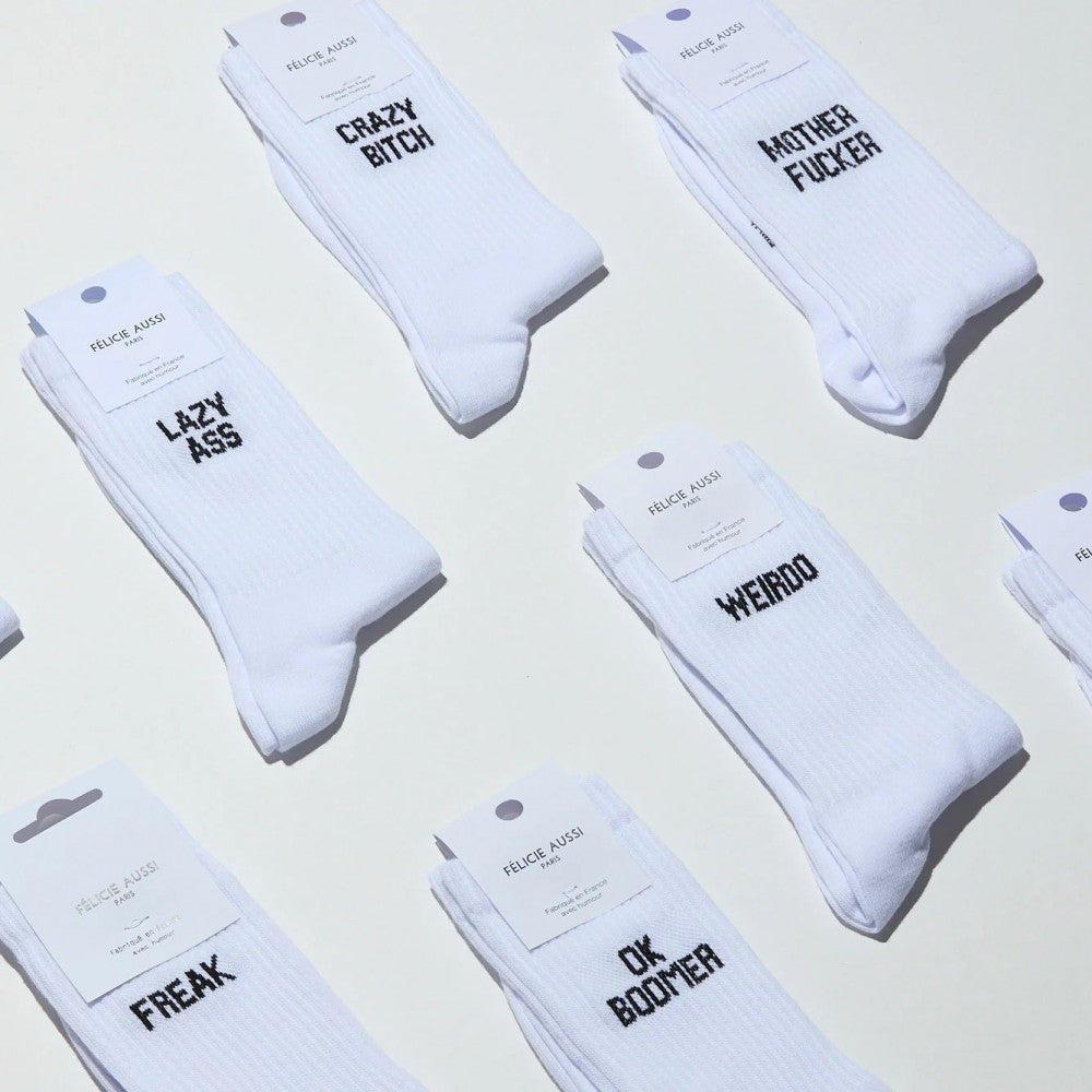 Chaussettes Félicie Aussi - Ok boomer 40/45 blanc