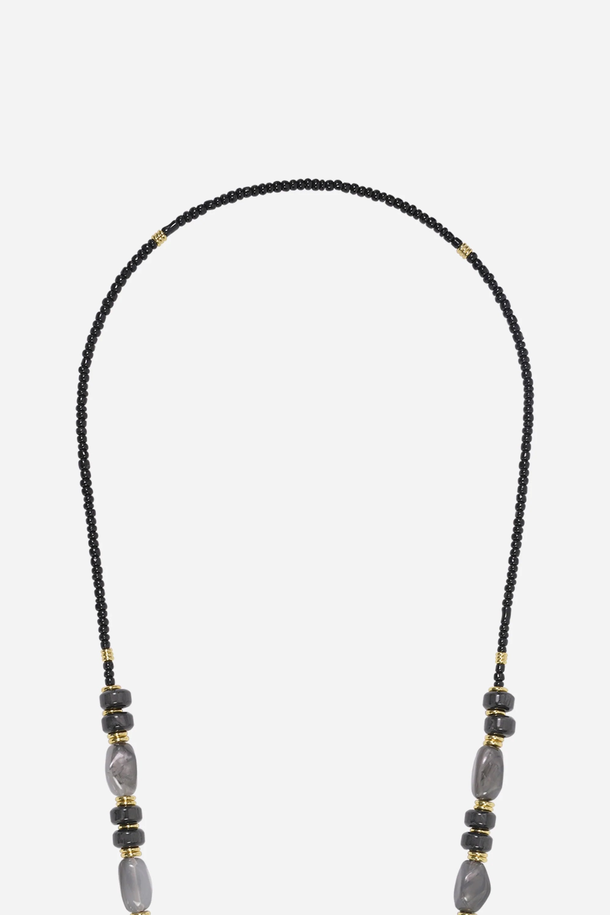 Chaîne de téléphone Chiara - Perles grises et noires