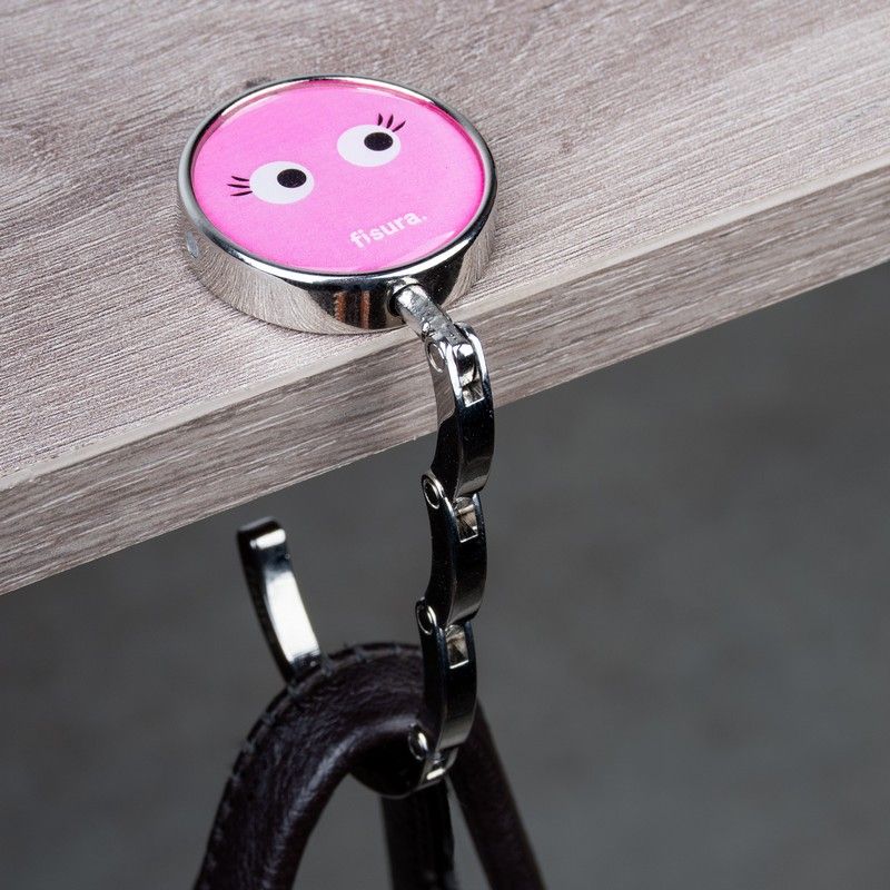 Petit crochet de sac rond et rose avec,deux yeux.