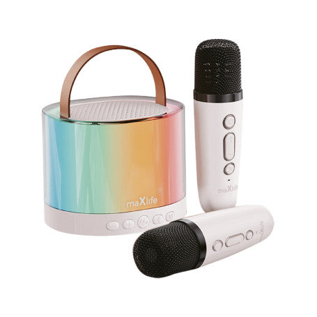 Enceinte Karaoké Bluetooth & 2 micros sans fil - Blanc