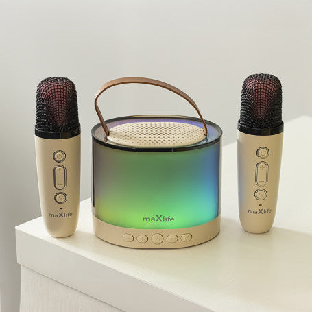 Enceinte Karaoké Bluetooth & 2 micros sans fil - Blanc