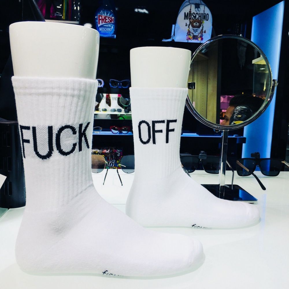 Chaussettes - Fuck off blanc