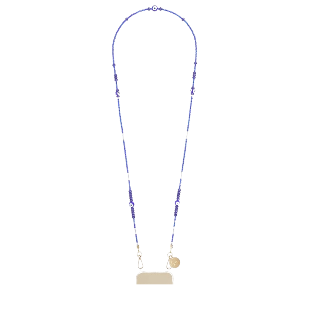 Chaîne de téléphone Leda - perles bleues