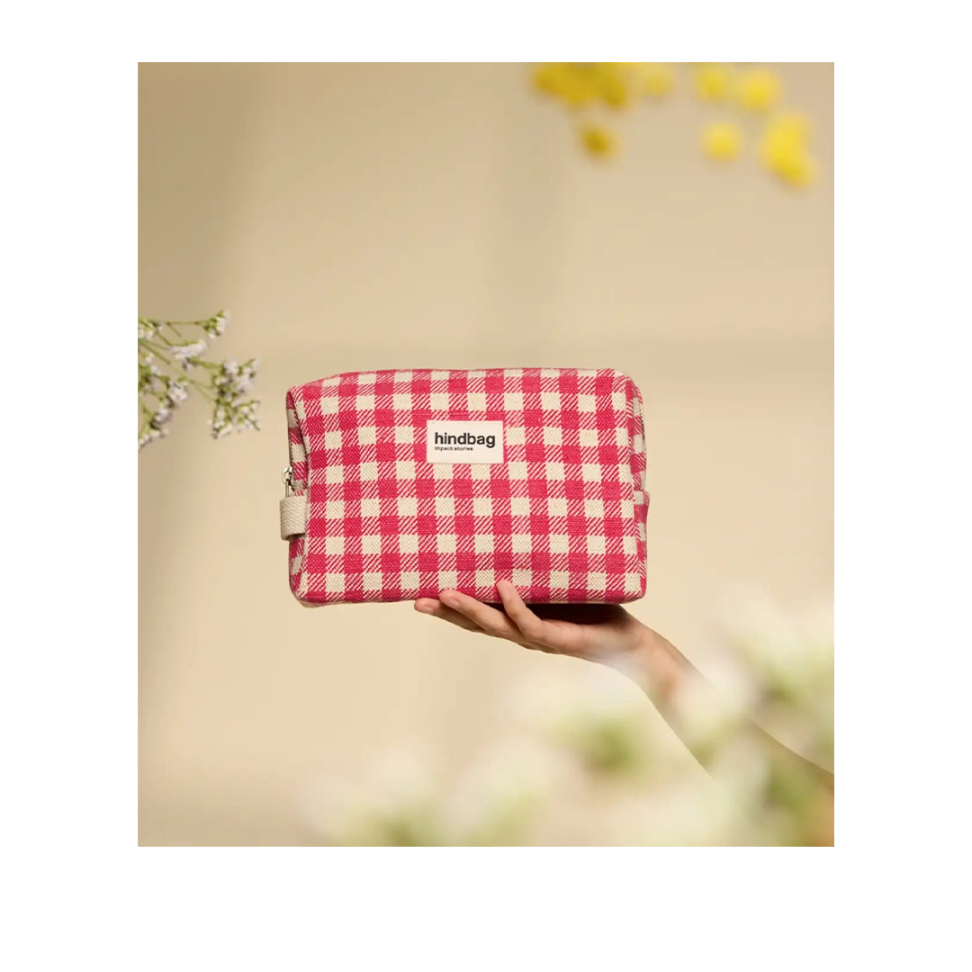 Trousse de toilette Léon - Vichy rose