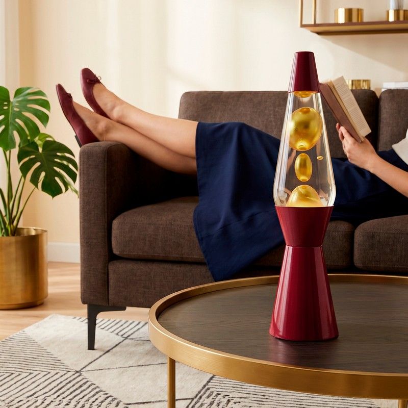 Lampe à lave h.40cm - bordeaux & bulles or