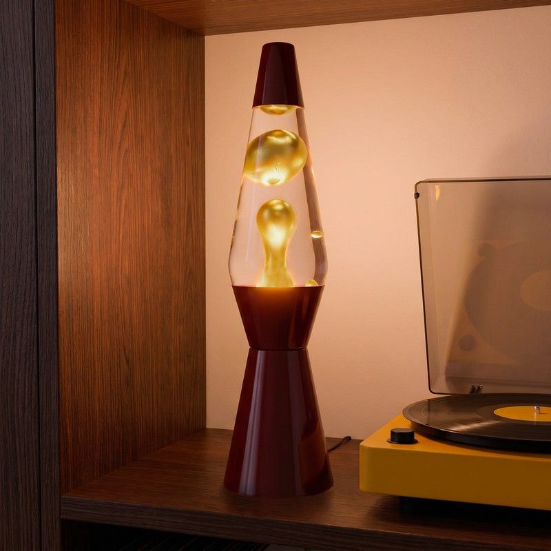 Lampe à lave h.40cm - bordeaux & bulles or
