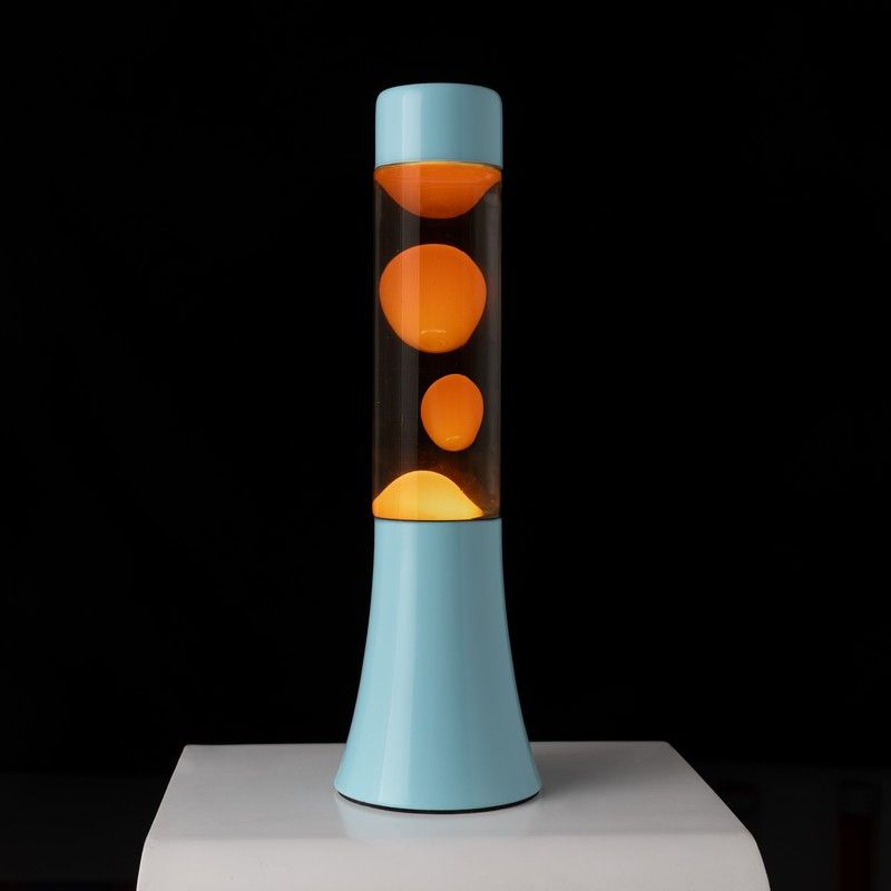 Mini lampe à lave h.33cm - orange & base bleue