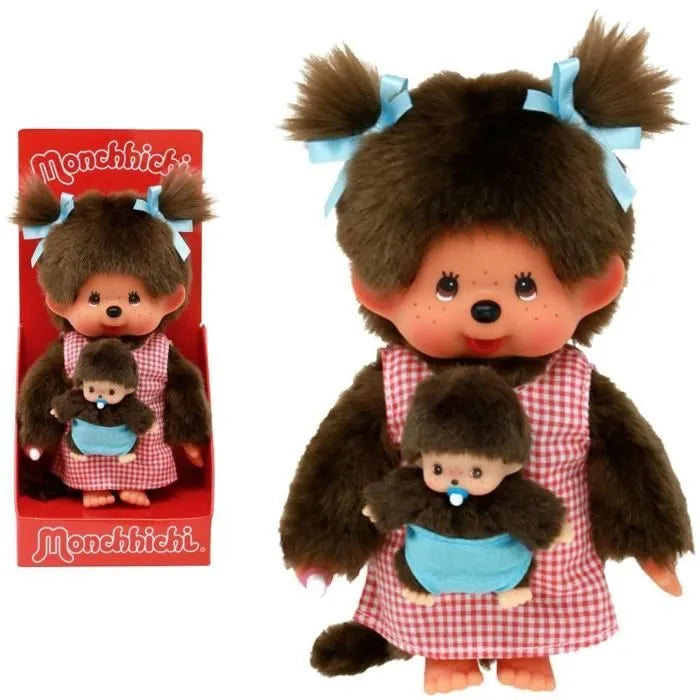 Peluche Monchhichi Maman & Bébé