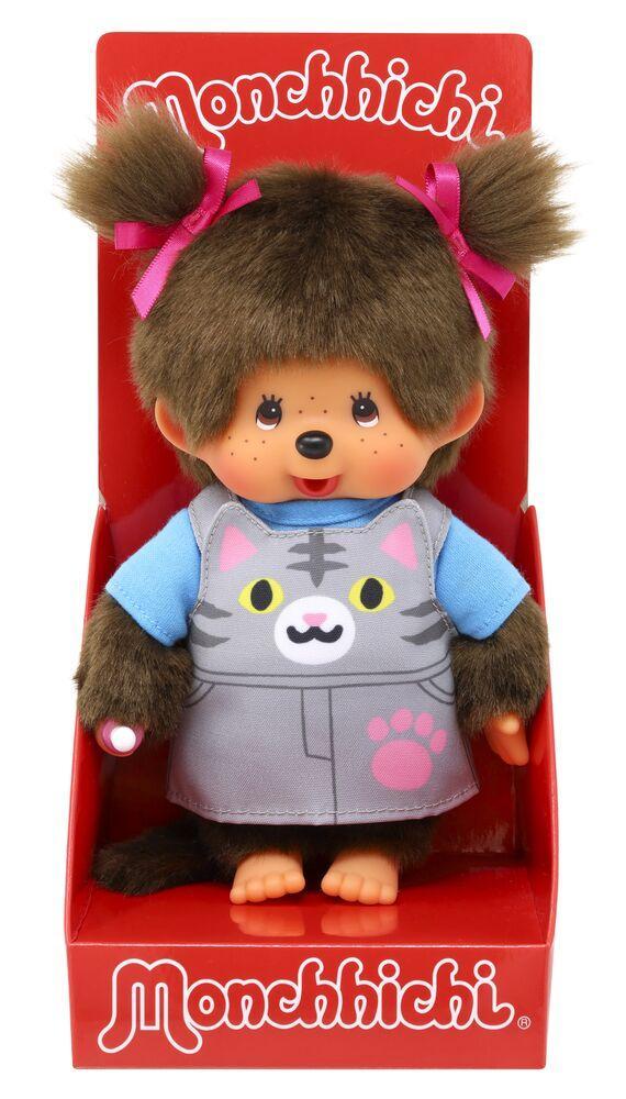 Peluche Monchhichi salopette chat