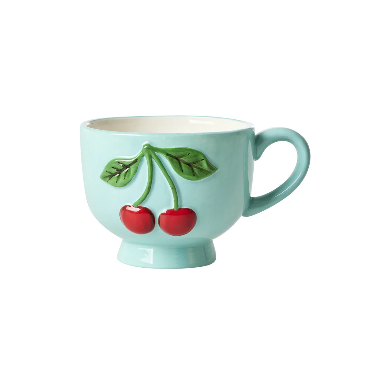 Mug céramique cerises Ø 9.5 cm menthe