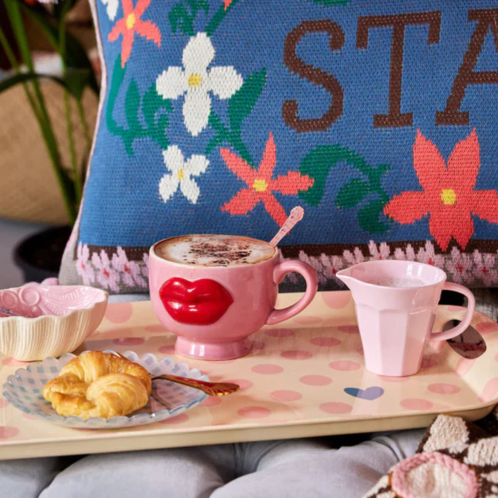 Mug céramique lips Ø 9.5 cm - rose
