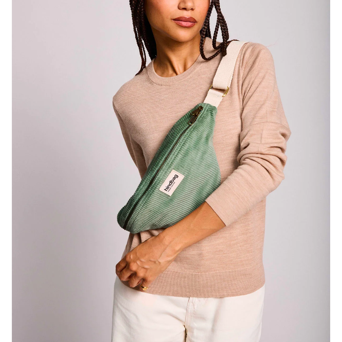 Sac banane Olivia - Velours vert d'eau