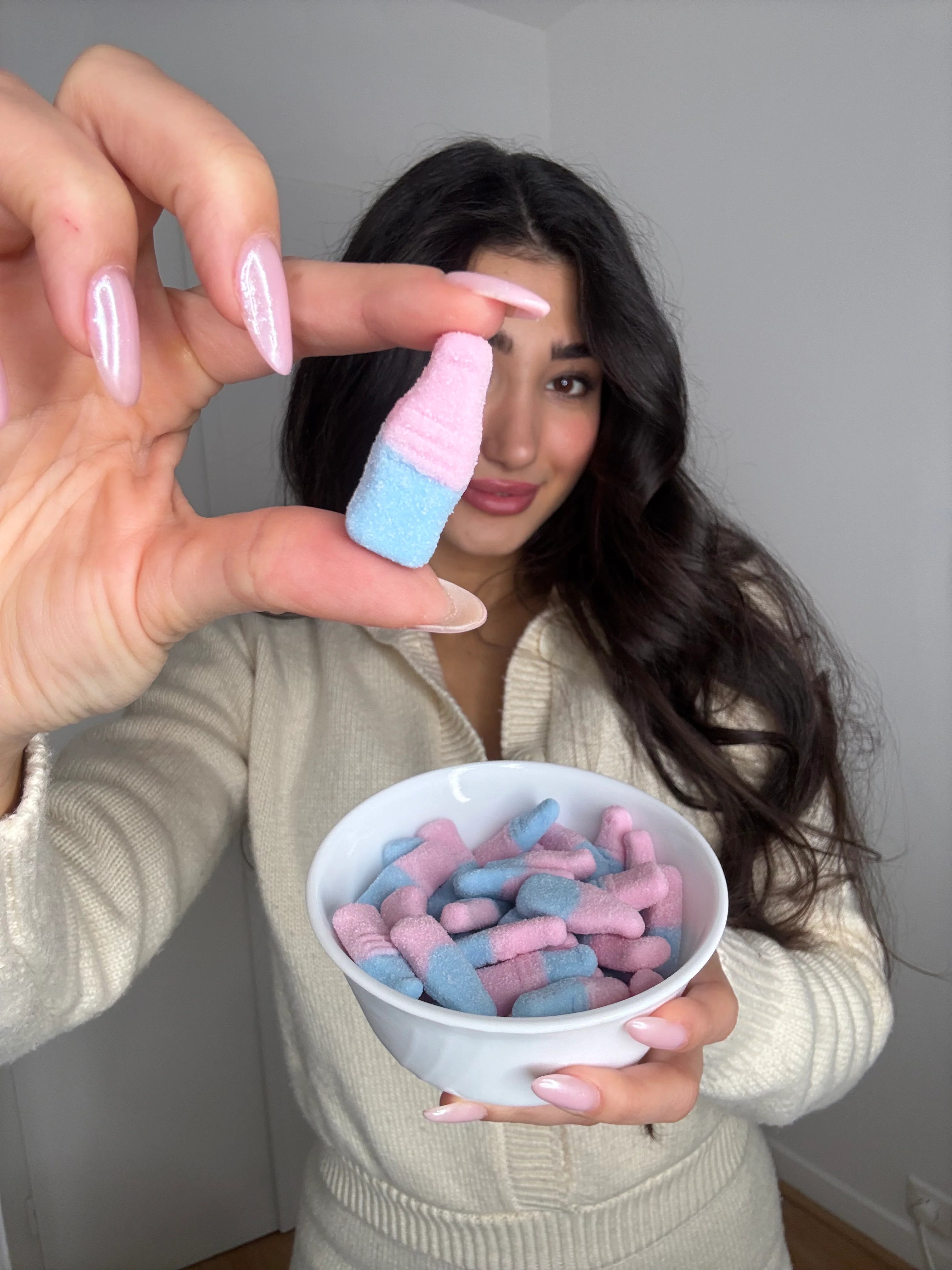 Bonbons bouteilles rose et bleu sans sucre