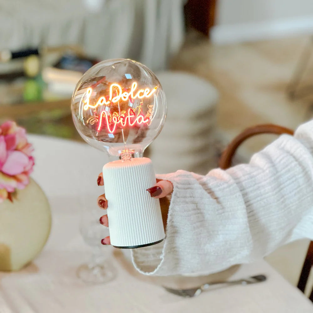 Socle Pop Sans Fil pour ampoule message - Blanc