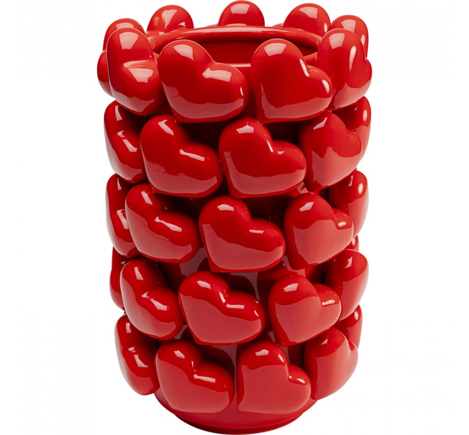 Vase Cœurs rouges - h.33 cm