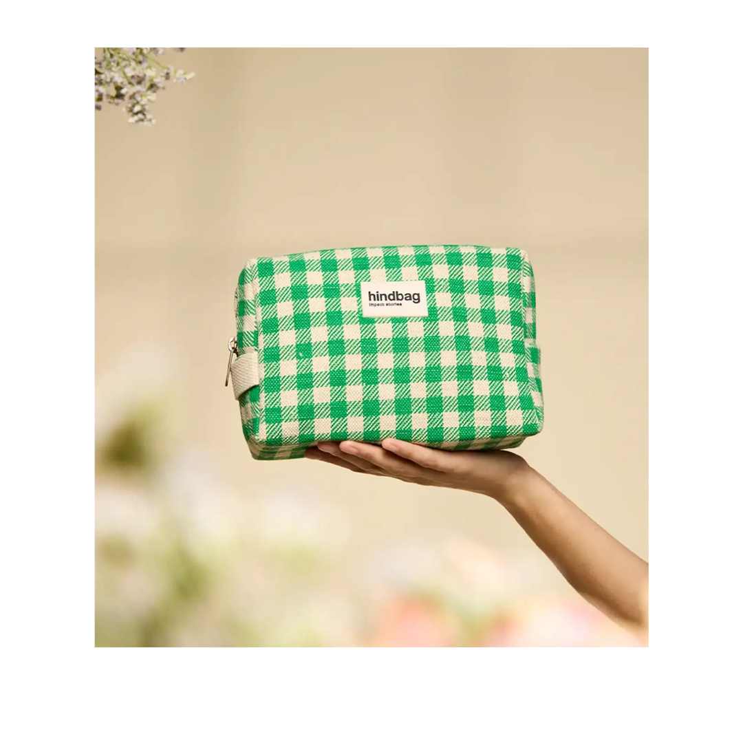 Trousse de toilette Léon - Vichy vert