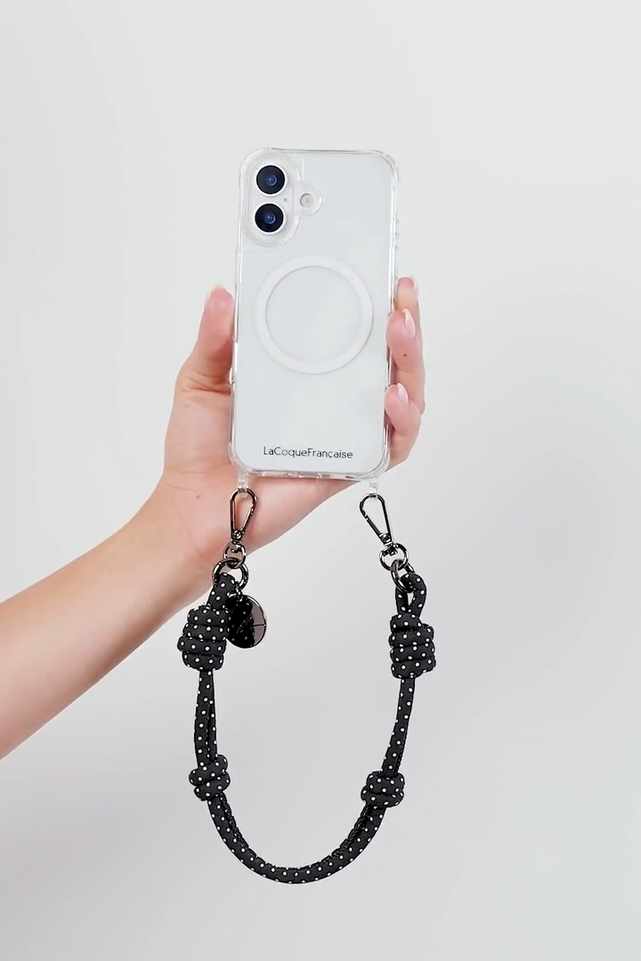 Chaîne courte de téléphone - Nolan pois blancs