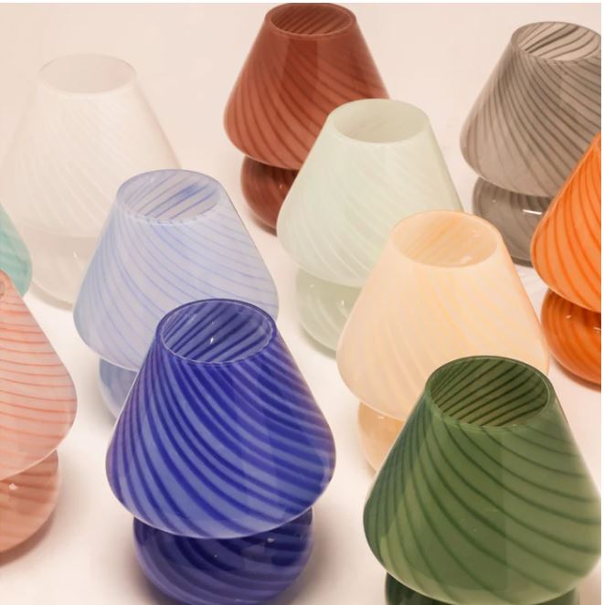 Lampe Joyful h. 19 cm - bleu et rose