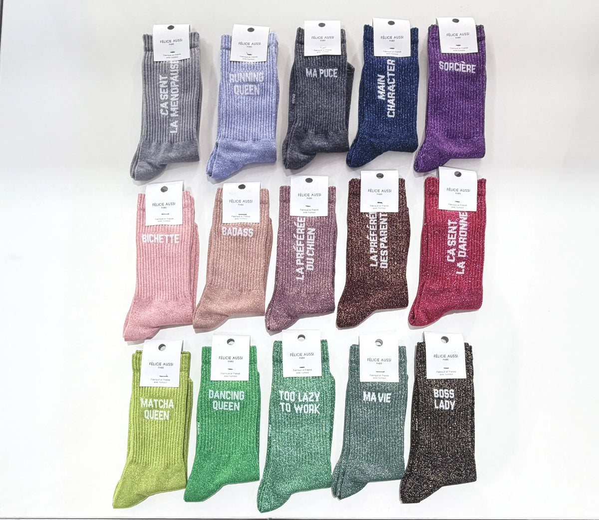 Chaussettes Félicie Aussi à paillettes - Running Queen
