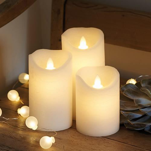 Coffret 3 bougies LED / H 10 cm, 12.5 cm, 15 cm