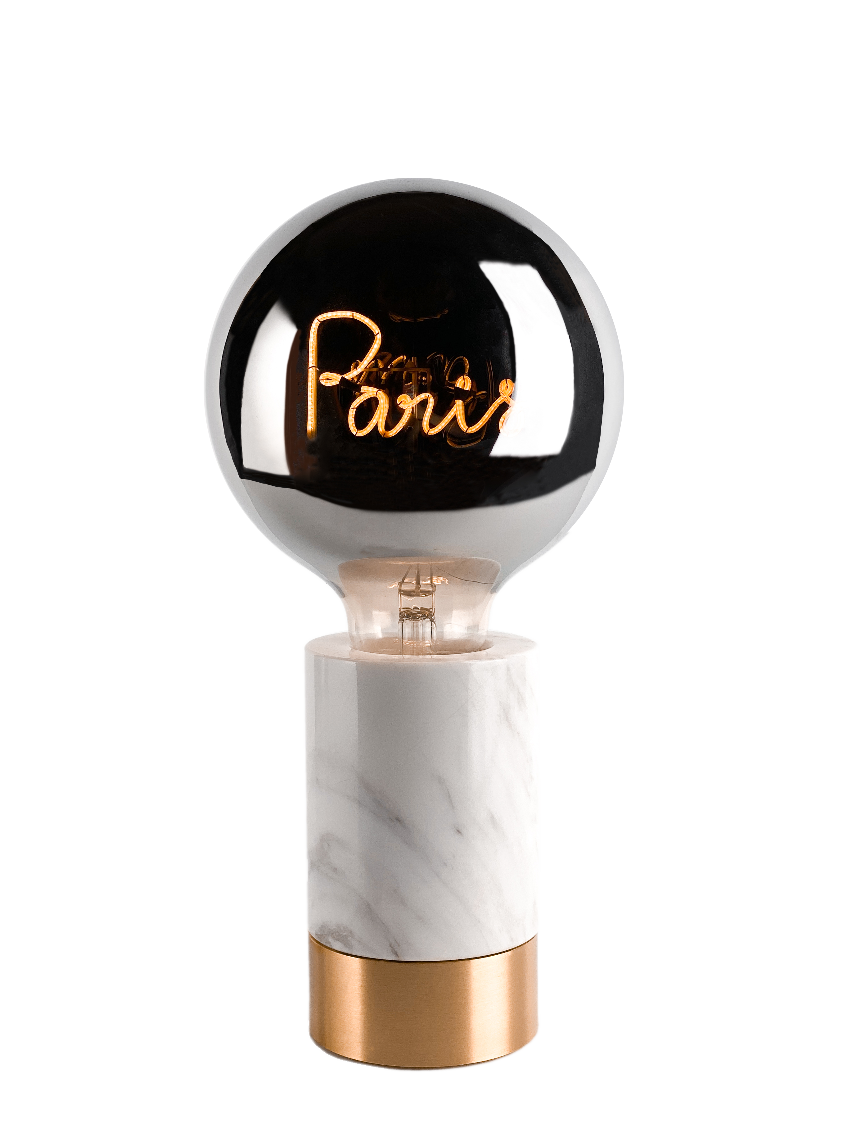 Socle pour ampoule message marbre blanc - H 11.5 cm