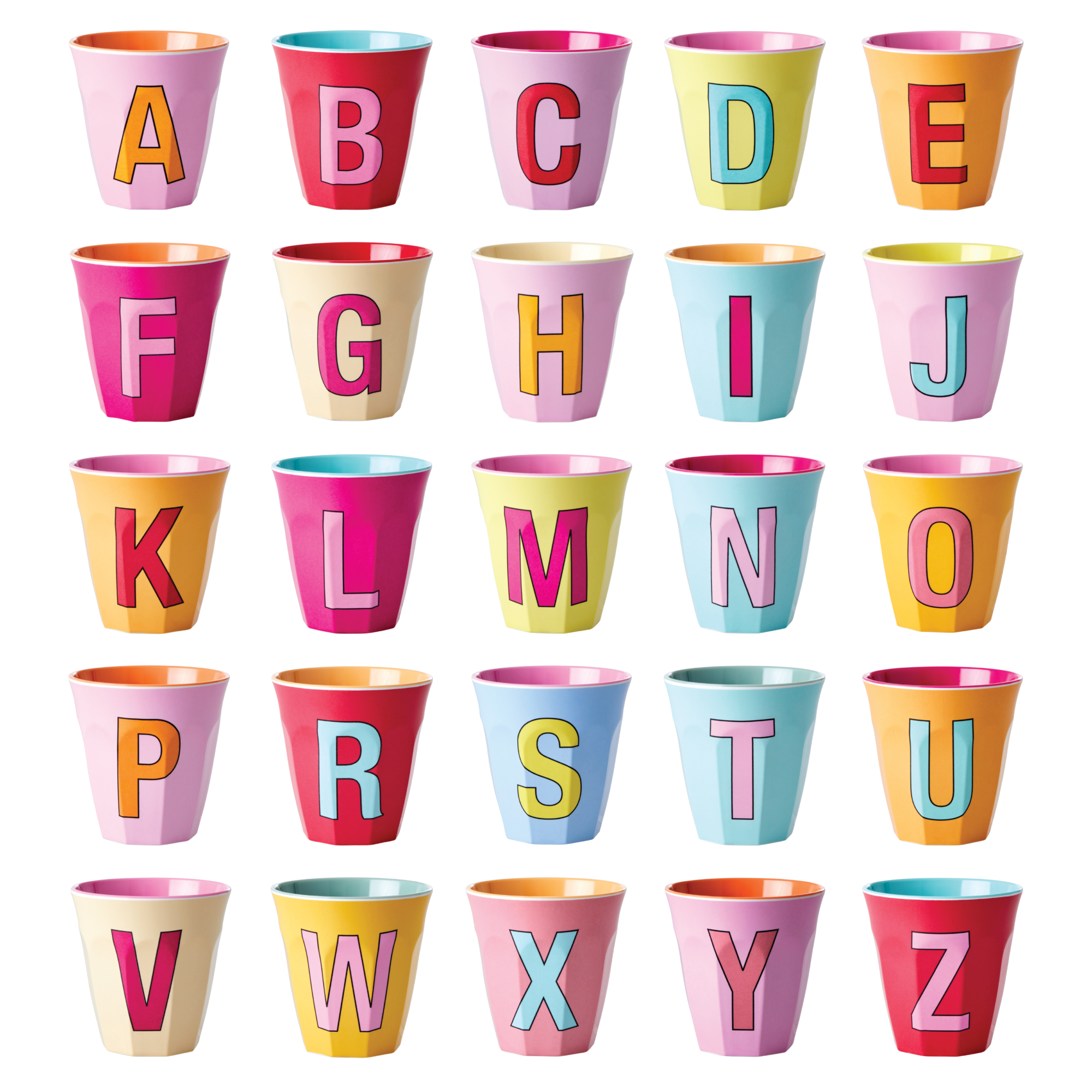 Gobelet Lettre mélamine tons roses - toutes les lettres