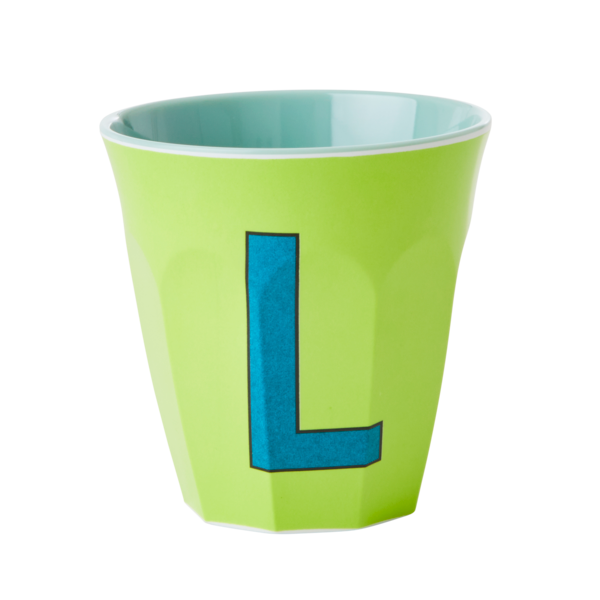 Gobelet Lettre mélamine tons bleu - toutes les lettres