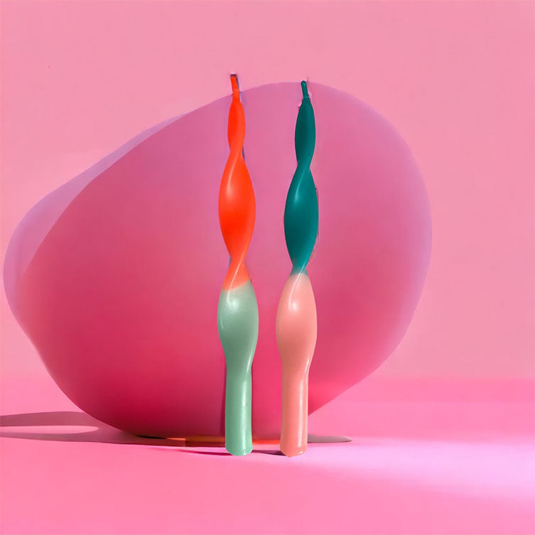 Set de 2 bougies torsadées Miami - jade
