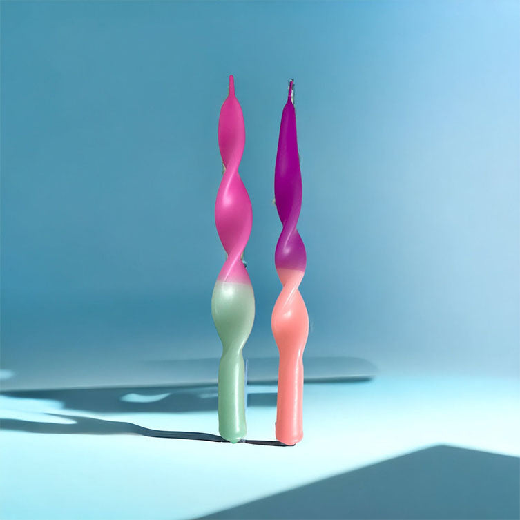 Set de 2 bougies torsadées Miami - violet