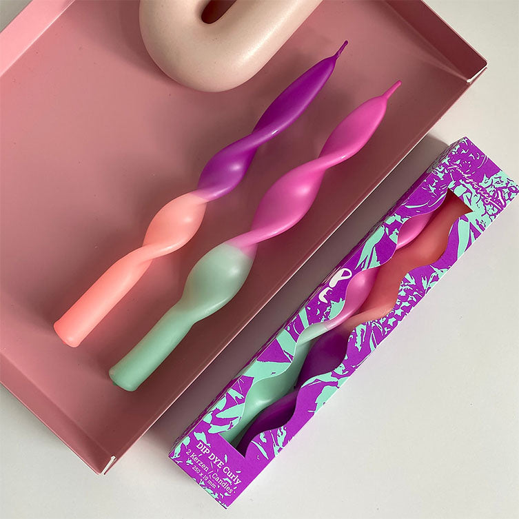 Set de 2 bougies torsadées Miami - violet