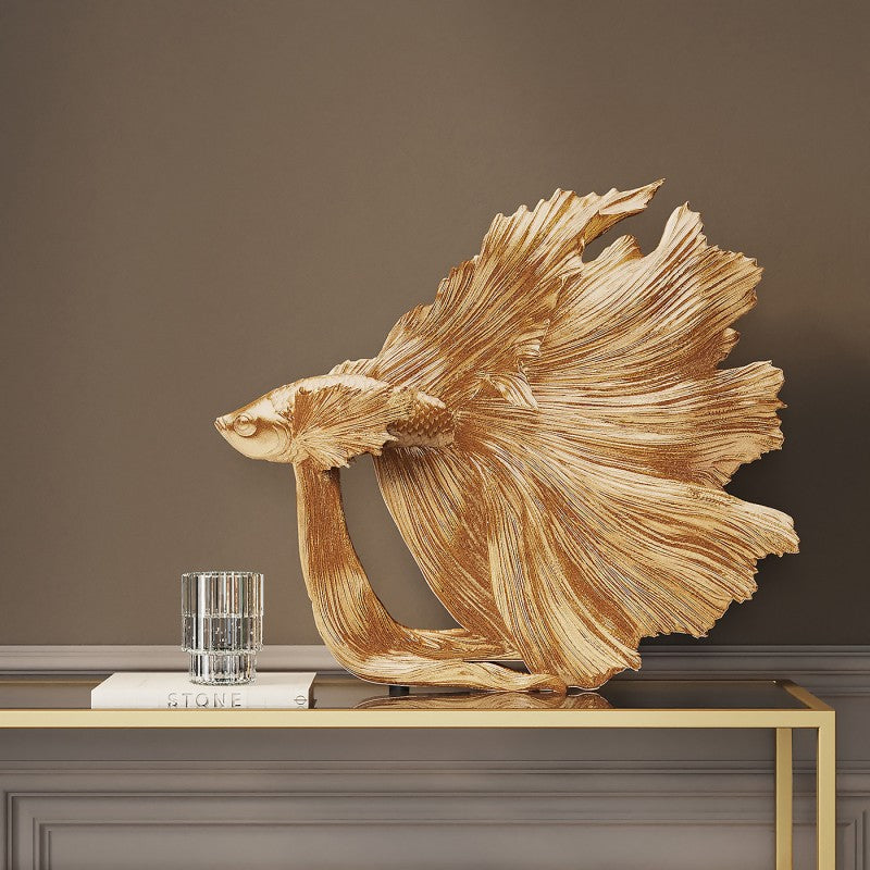 SCULPTURE BETTA FISH OR - H 37CM
