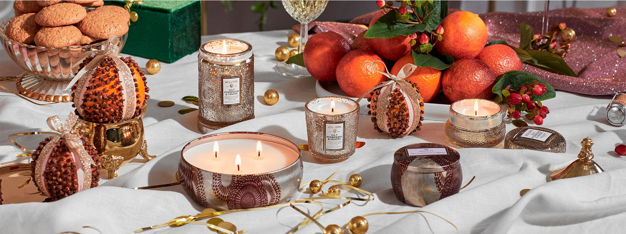 Voluspa bougie parfumée 3 mèches - Gilt Pomander & Hinoki