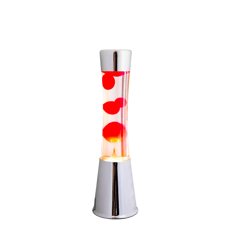 Lampe à lave h.40cm - rouge base argent