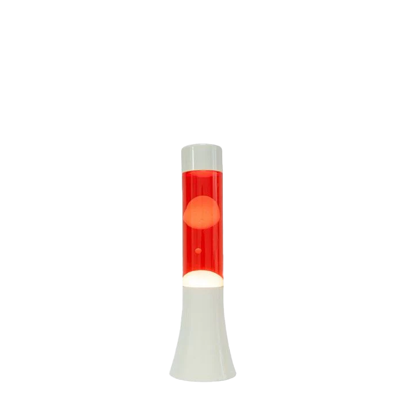Mini Lampe à lave H.31 cm - rouge & base blanche