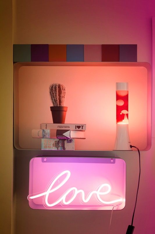 Mini Lampe à lave H.31 cm - rouge & base blanche