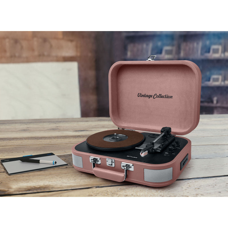 Tourne-disques vinyles Bluetooth - vieux rose