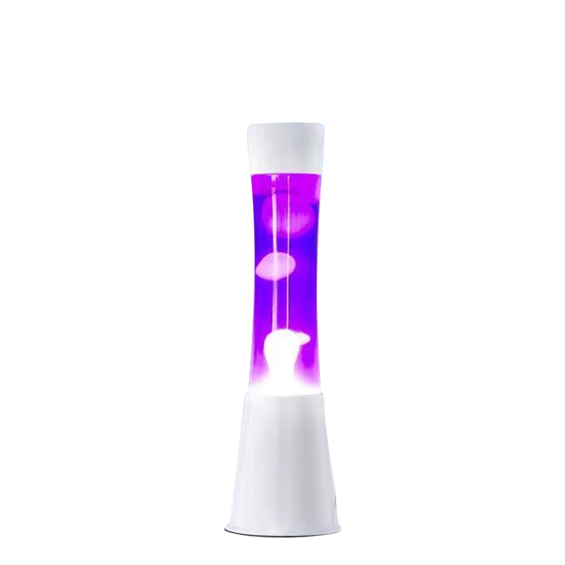 Lampe à Lave Fusée - violet avec lave blanche, base argentée - i
